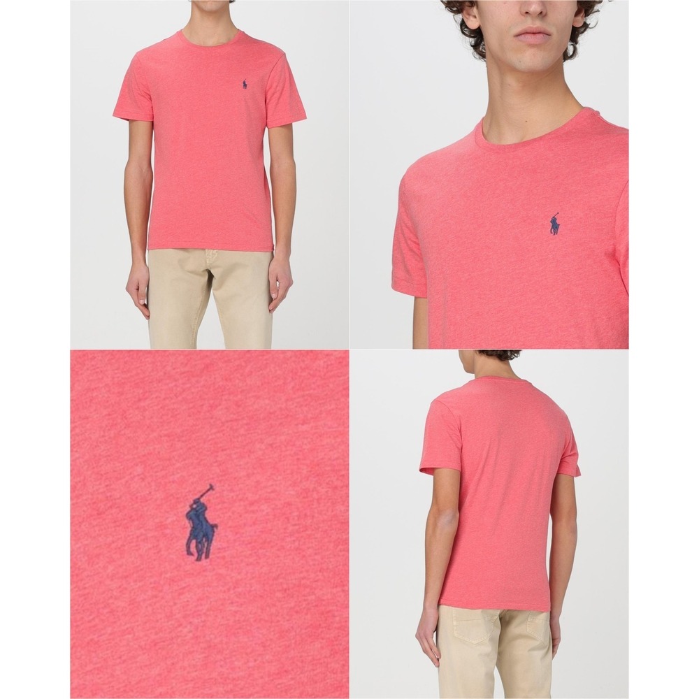 Polo Ralph Lauren T-Shirt Mens S Heather Pink Crew Neck Pony Logo Short Sleeve